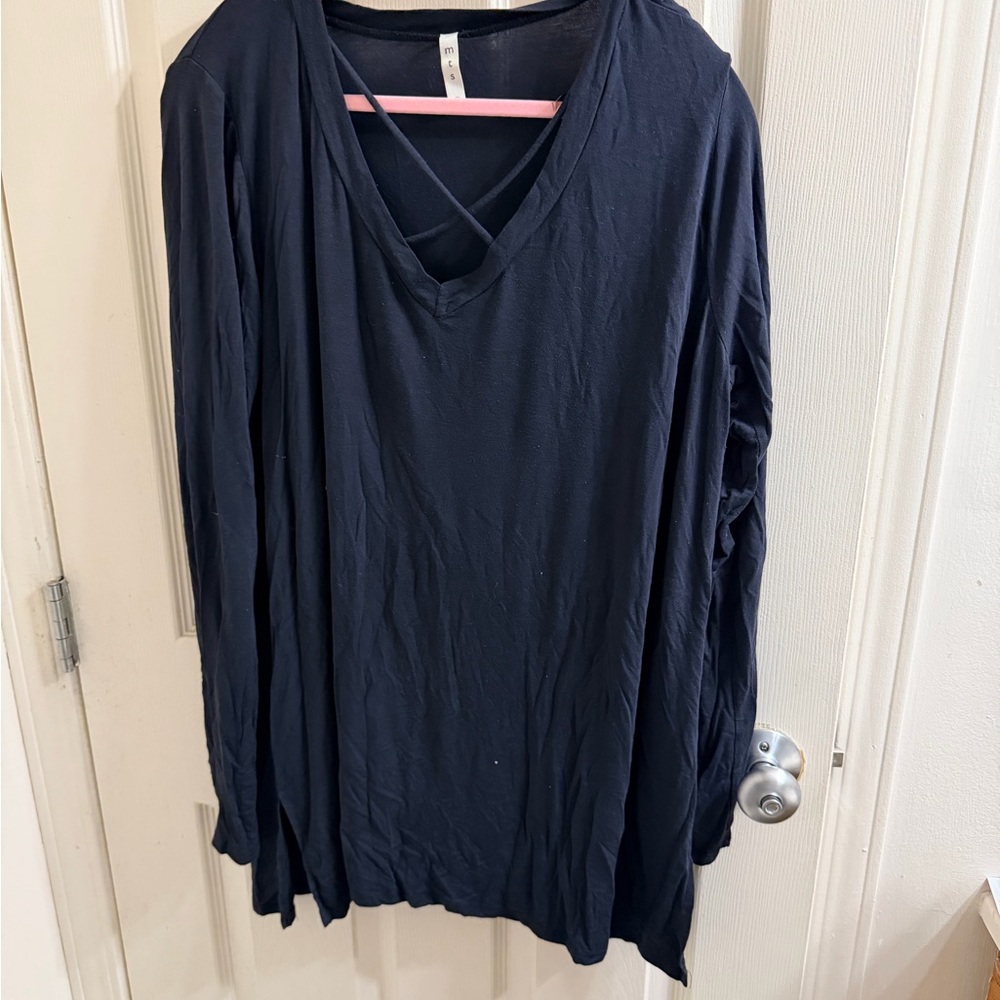 MTS Black V-Neck Long Sleeve Top